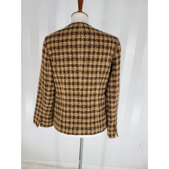 KASPER Women's Brown Patterned Blazer Sz 6 - Picture 4 of 9